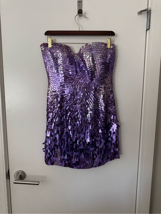Sherri Hill Dresses & Skirts - Sherri Hill Purple Sequin Strapless Mini Dress Size 6